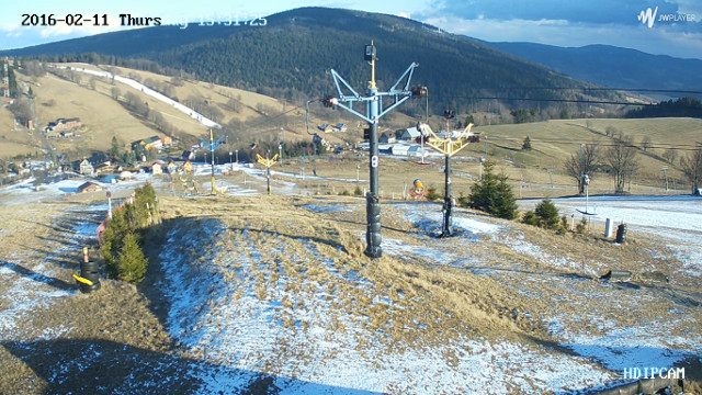 Widok z kamery z góry stoku Górnik w Rzeczce